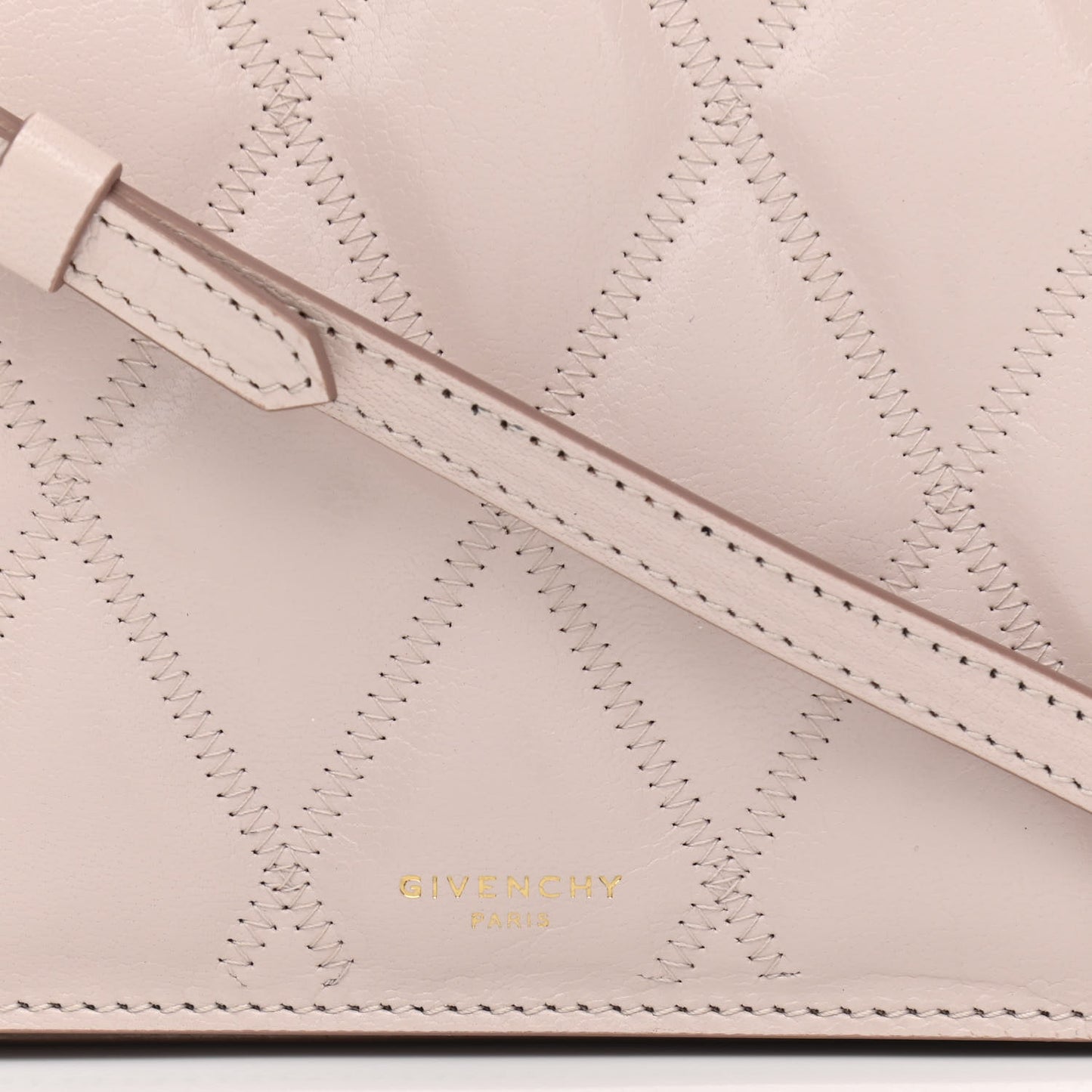 Goatskin Quilted GV3 Strap Wallet Pale Pink