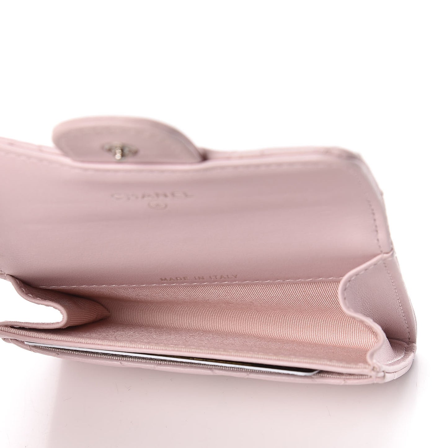 Lambskin Quilted Card Holder Light Pink