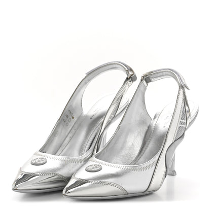 Louis Vuitton Metallic Lambskin Archlight Slingback Pumps 37.5 Argent 4 of 10