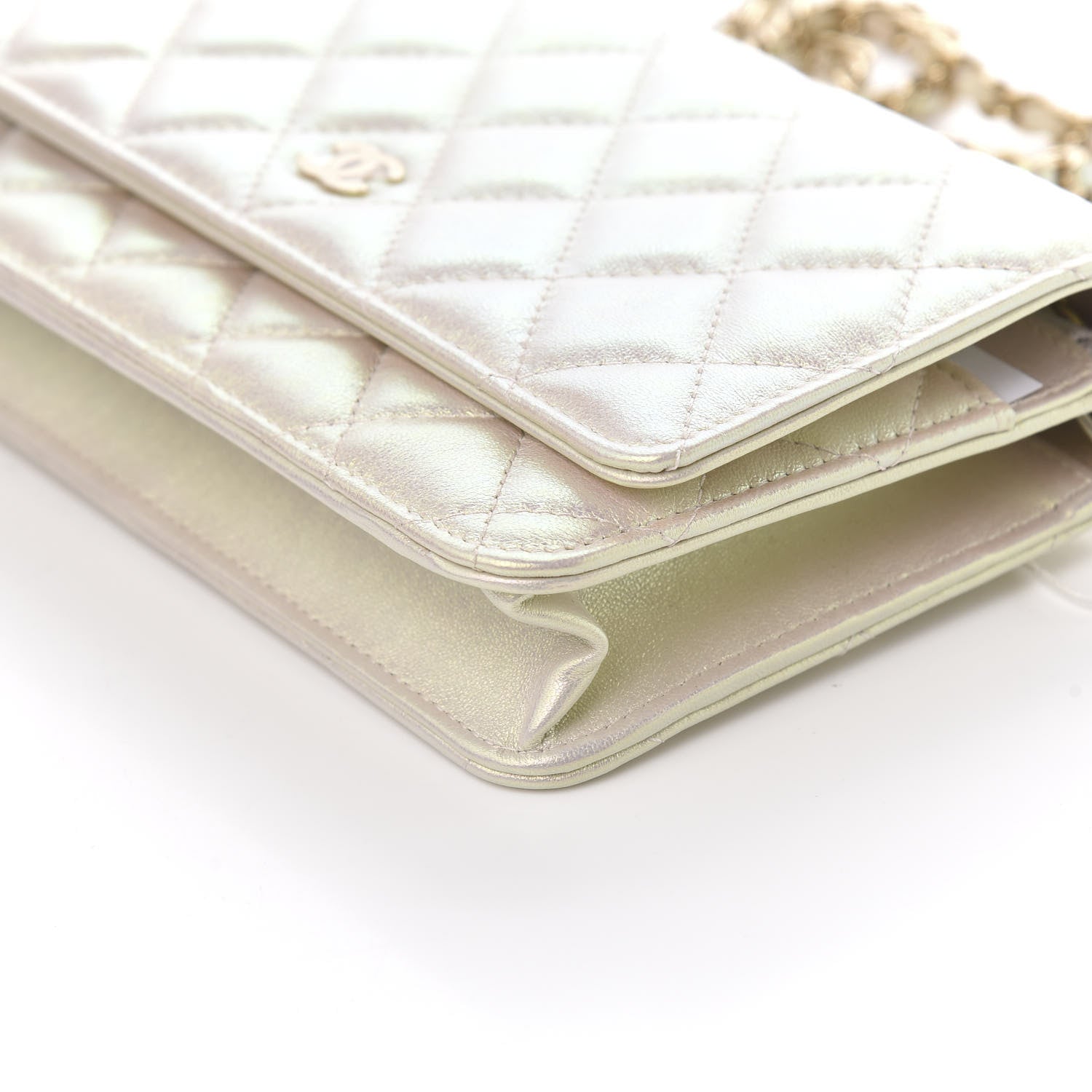 Chanel Iridescent Lambskin Quilted Wallet On Chain WOC Ivory 10 of 11