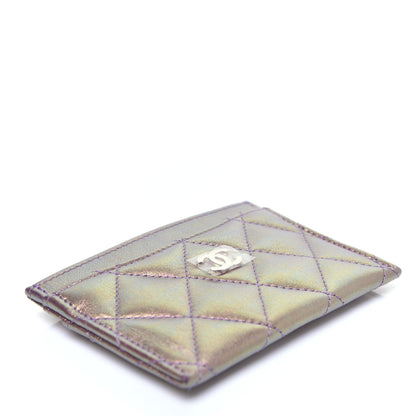 Chanel Iridescent Lambskin Quilted Card Holder Purple 4 of 12