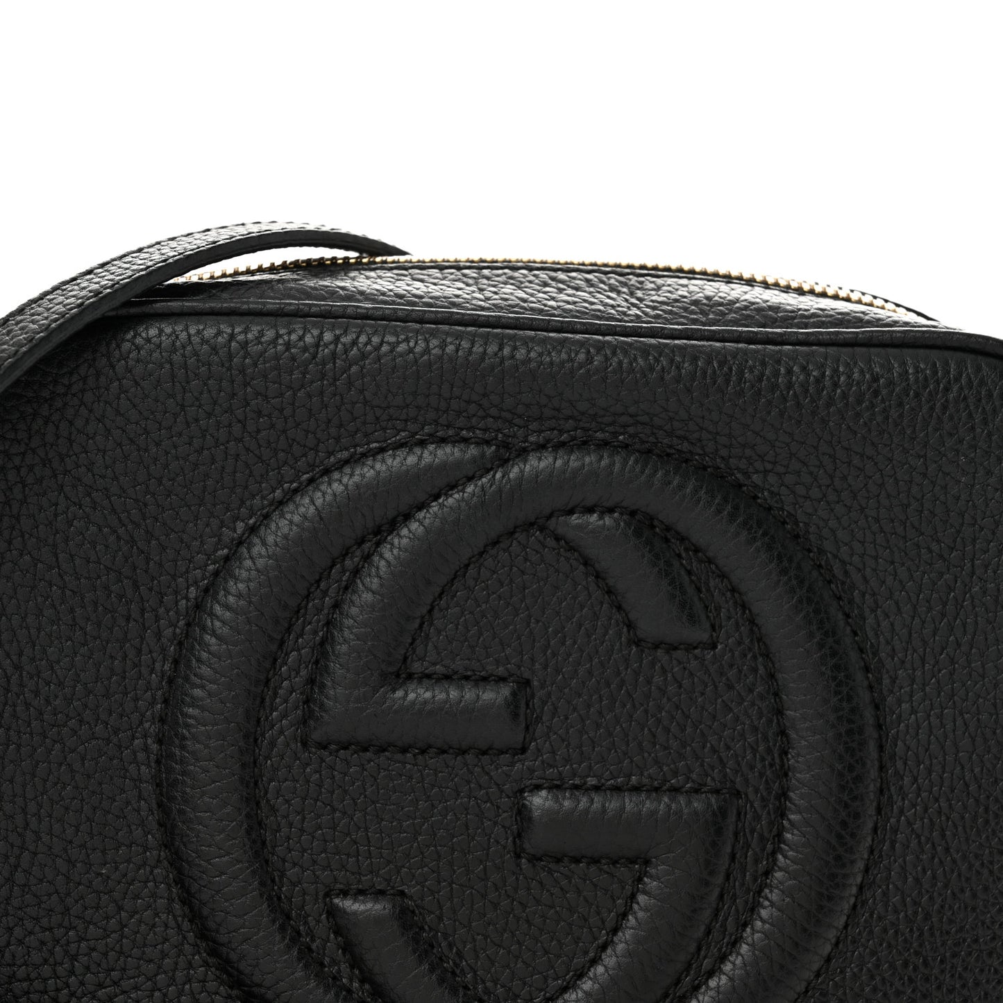 Pebbled Calfskin Small Soho Disco Bag Black