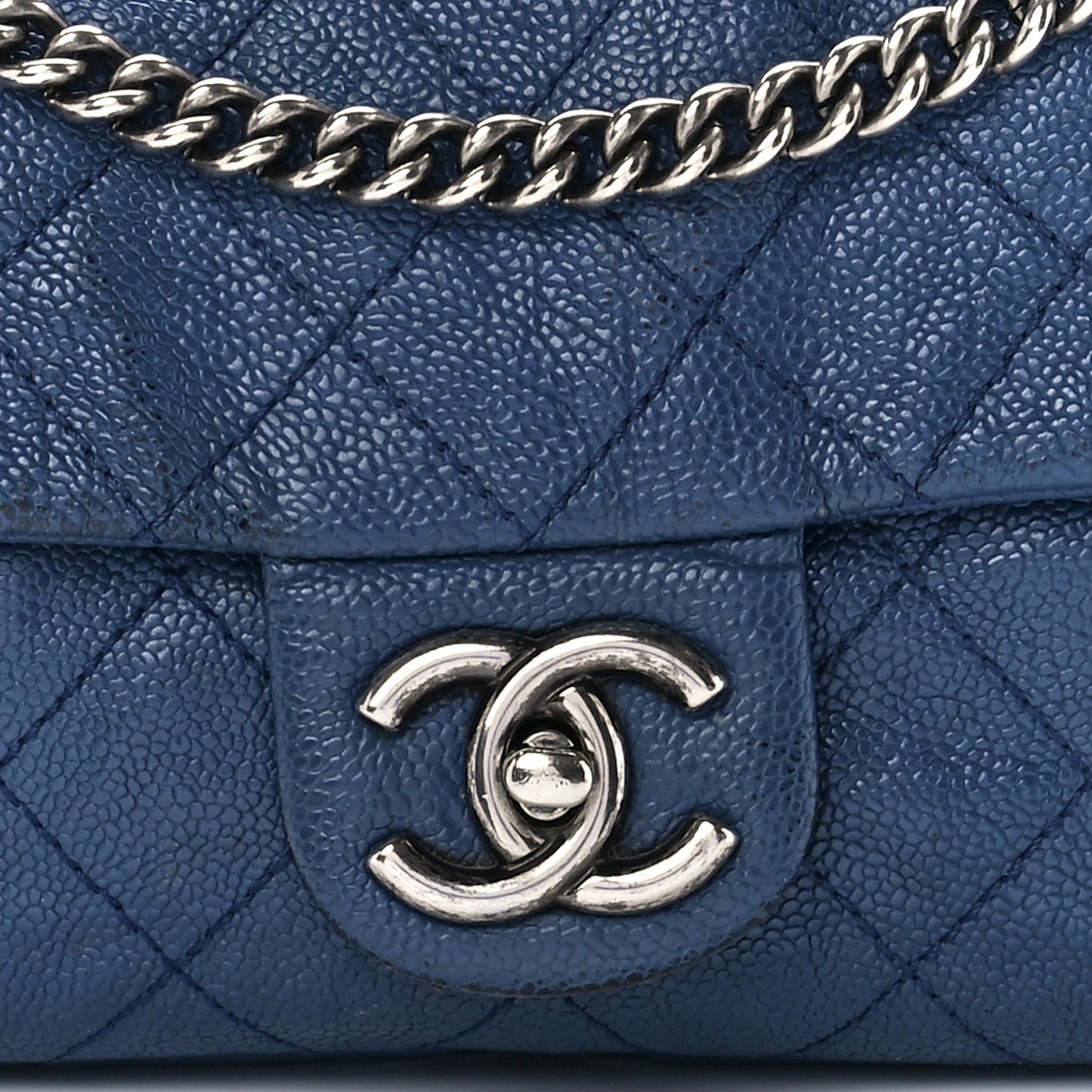 Caviar Quilted Medium Simply CC Flap Blue