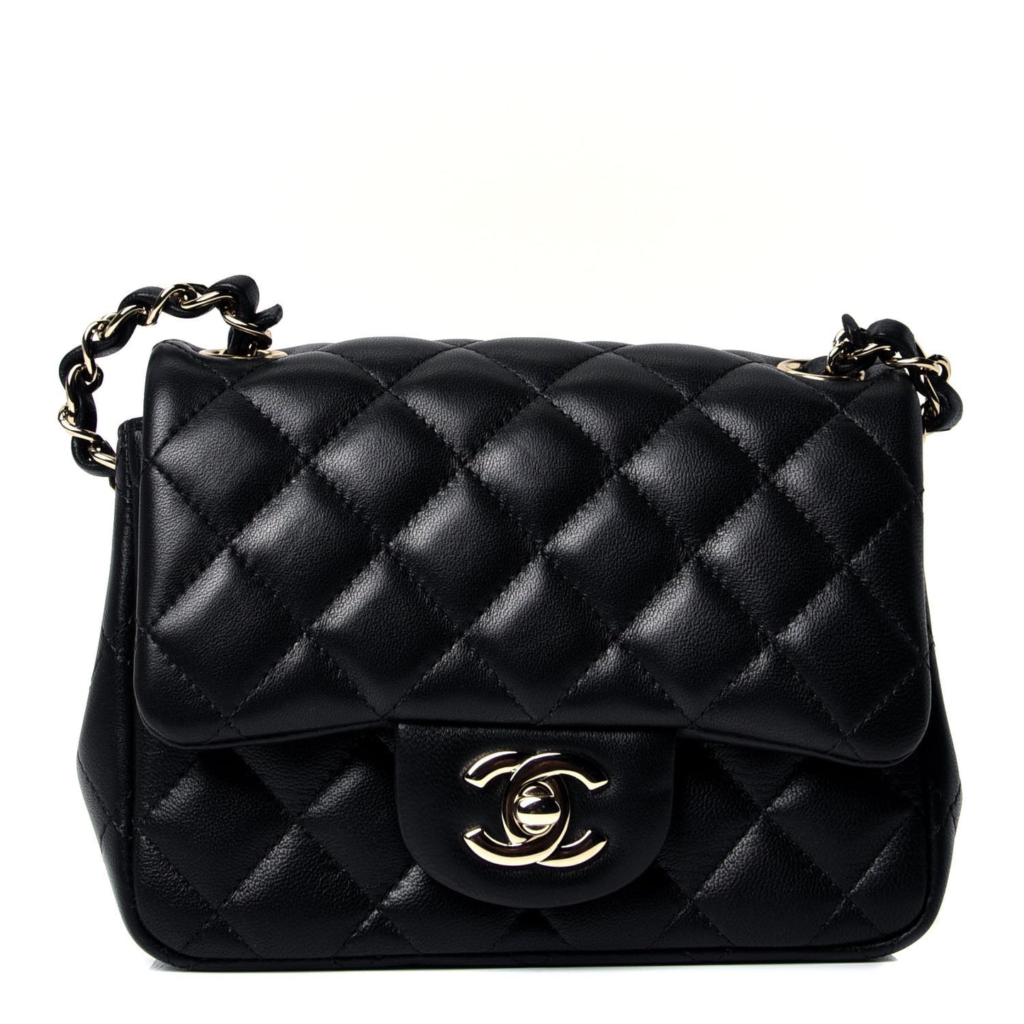 Lambskin Quilted Mini Square Flap Black