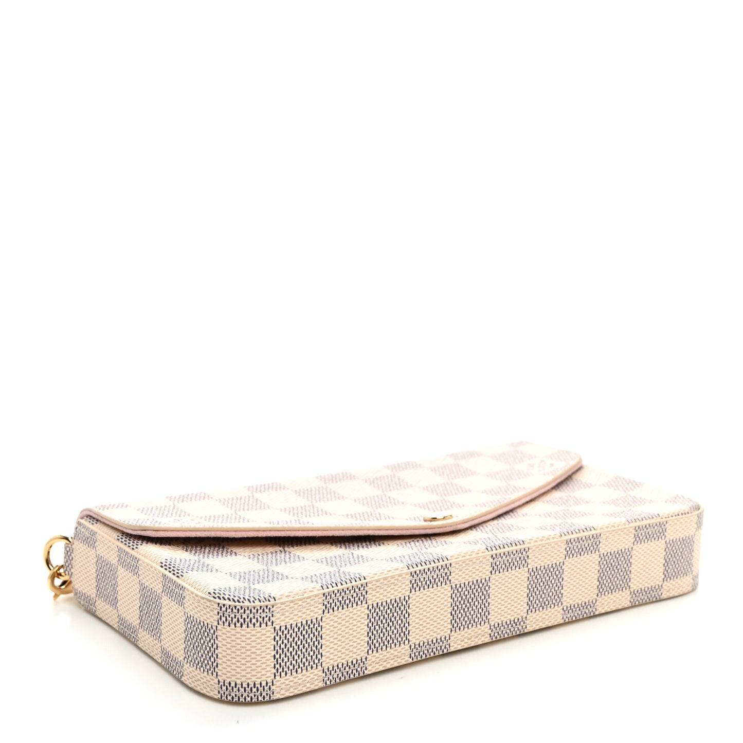 Damier Azur Pochette Felicie Chain Wallet Rose Ballerine