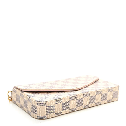 Louis Vuitton Damier Azur Pochette Felicie Chain Wallet Rose Ballerine 5 of 11
