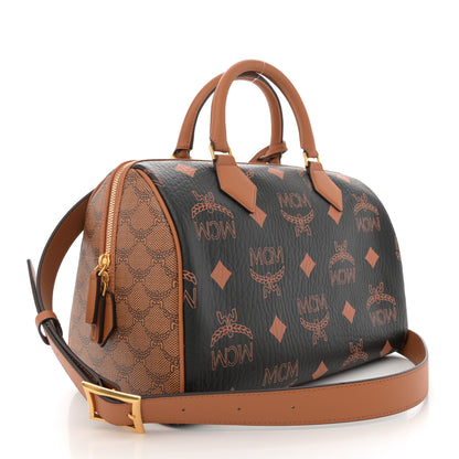 MCM Maxi Visetos Medium Ella Boston Bag Black Cognac 2 of 11