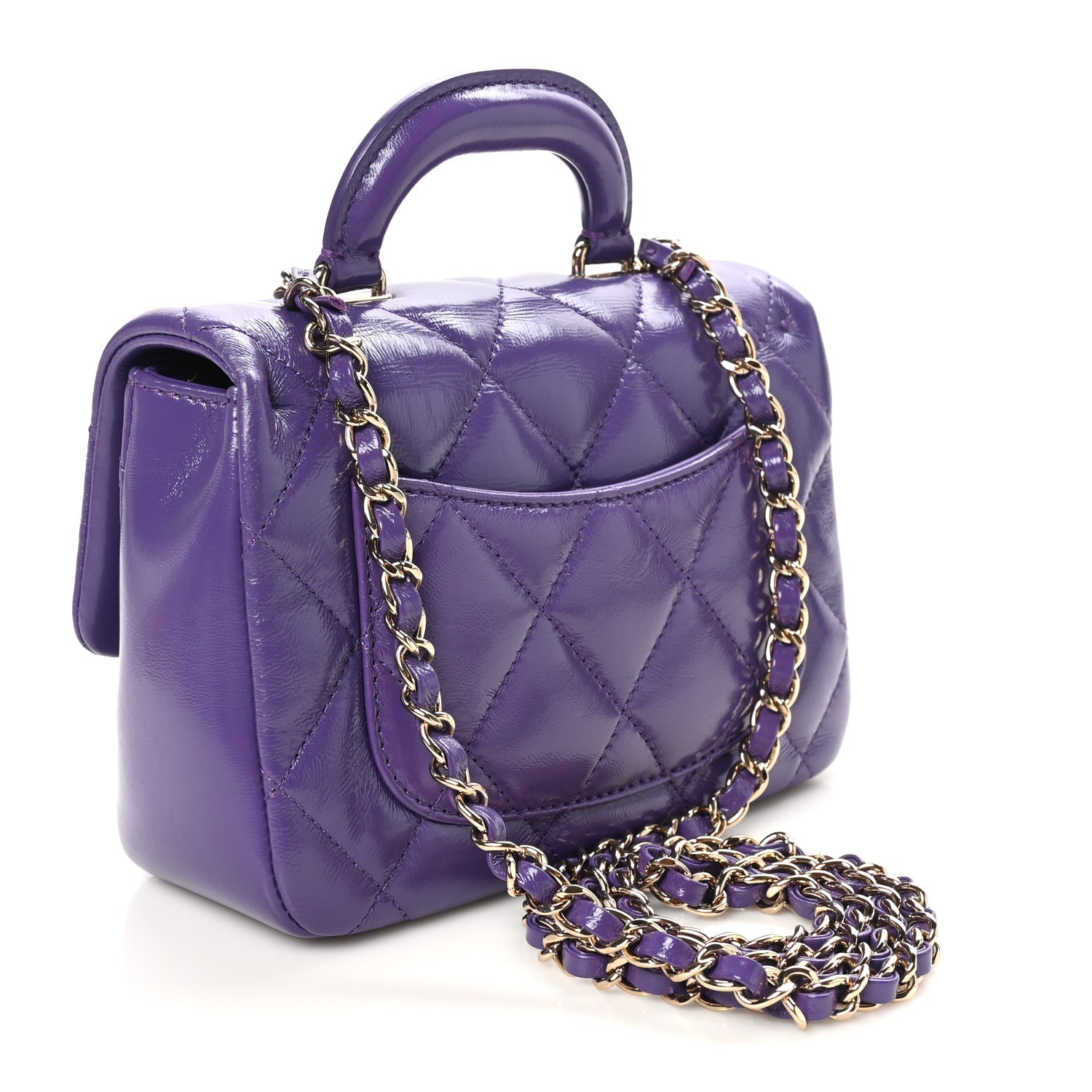 Chanel Shiny Lambskin Quilted Mini Coco Trip Flap Bag Purple 3 of 11