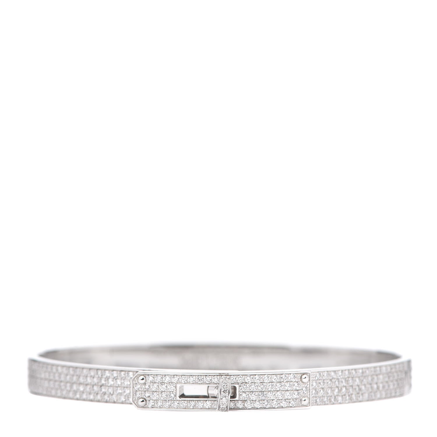 Hermes 18K White Gold Diamond Kelly Full Pave Bracelet SH 1 of 4