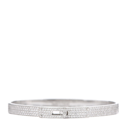 Hermes 18K White Gold Diamond Kelly Full Pave Bracelet SH 1 of 4
