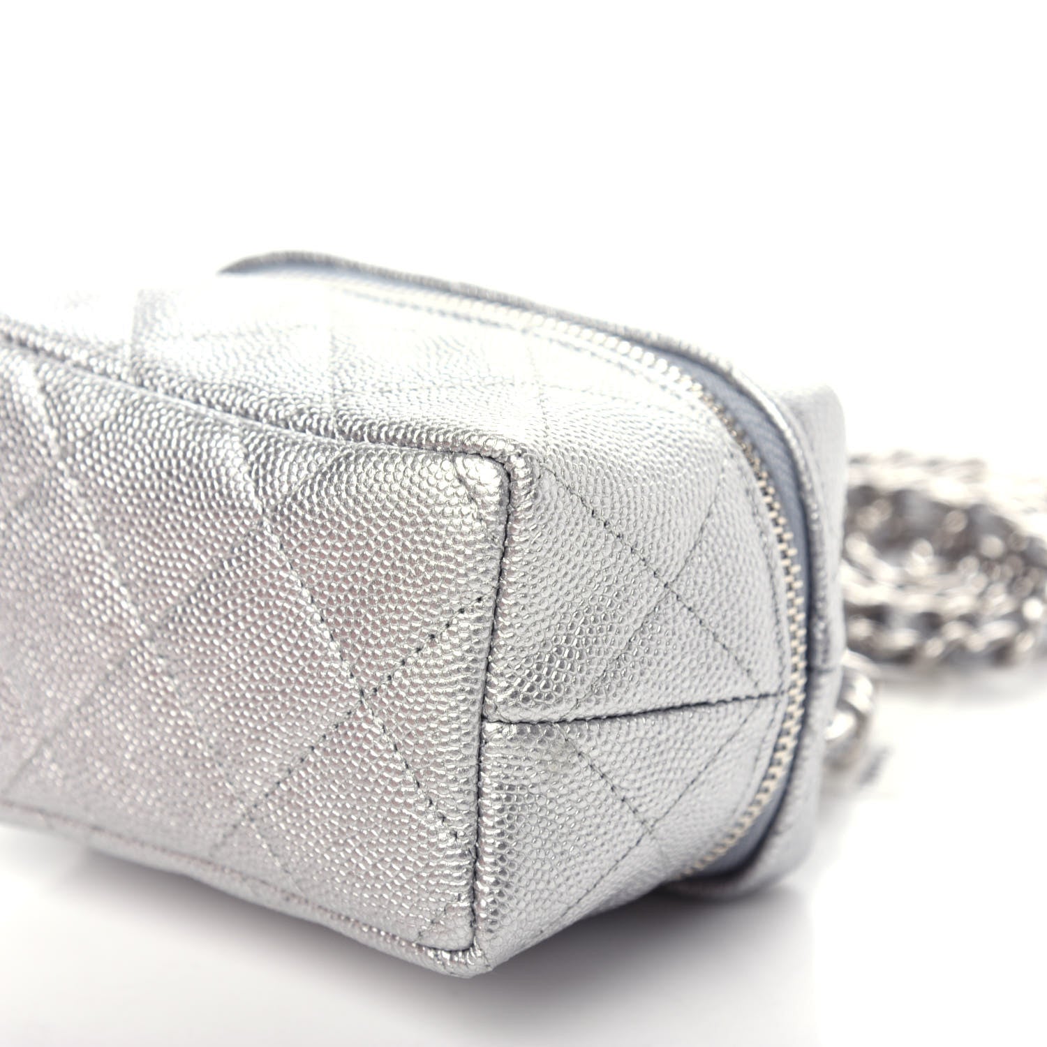 Chanel Metallic Caviar Quilted Mini Top Handle Vanity With Chain Silver 9 of 10