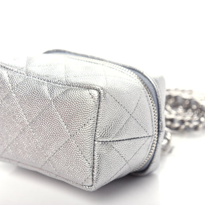 Chanel Metallic Caviar Quilted Mini Top Handle Vanity With Chain Silver 9 of 10