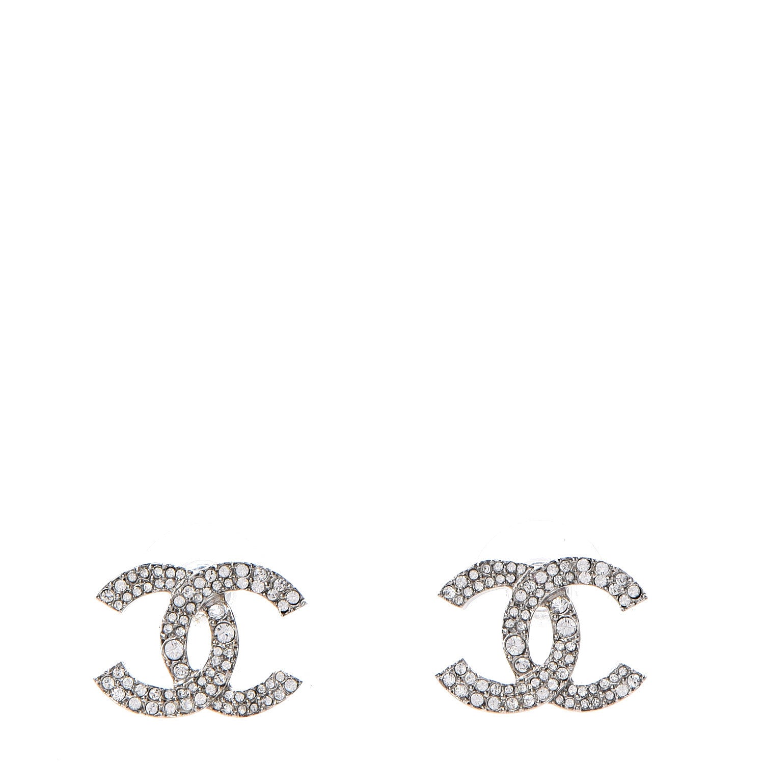 Chanel Crystal CC Earrings Silver 1 of 5