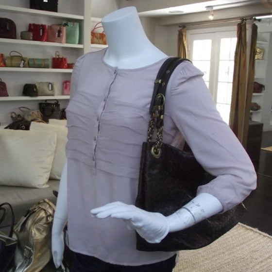 Bottega Veneta Leather Woven Chain Shoulder Bag Ebano 2 of 10