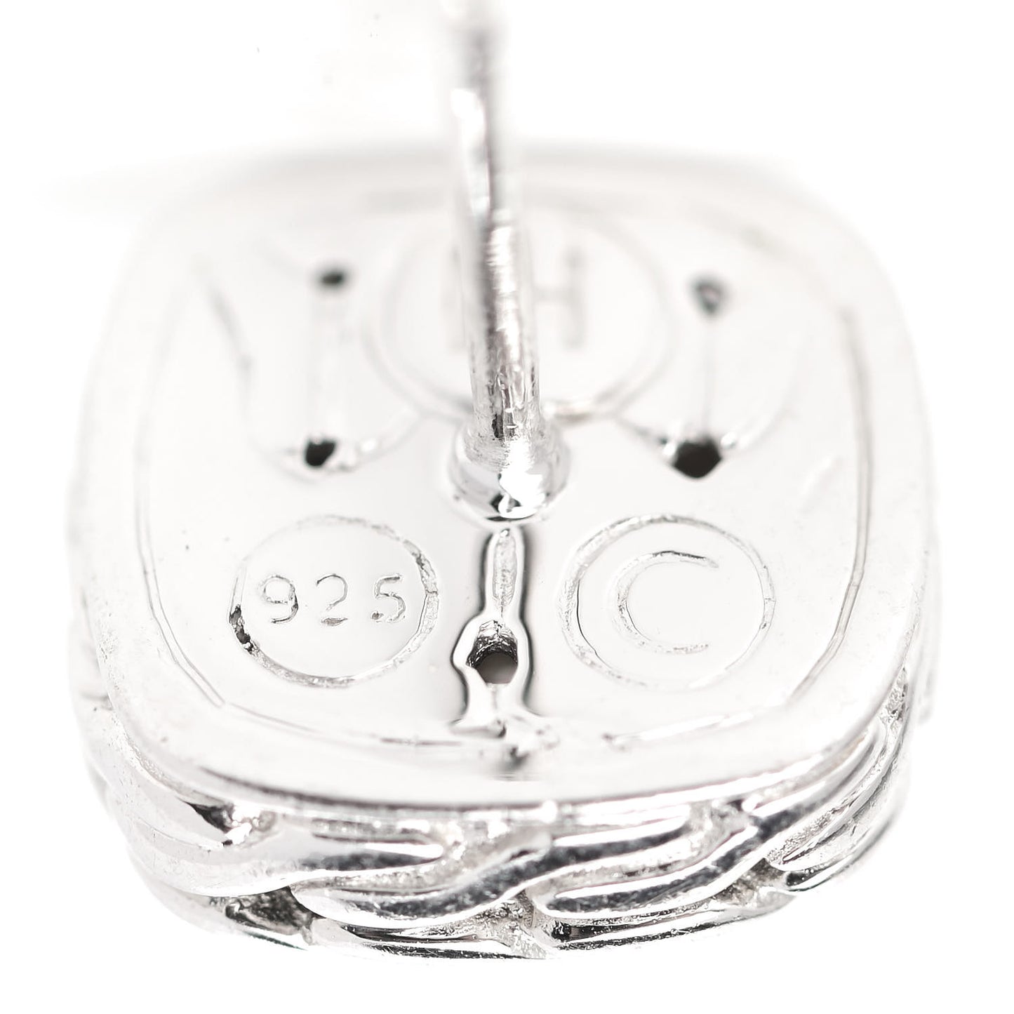 Sterling Silver Diamond 12mm Curved Chain Stud Earrings