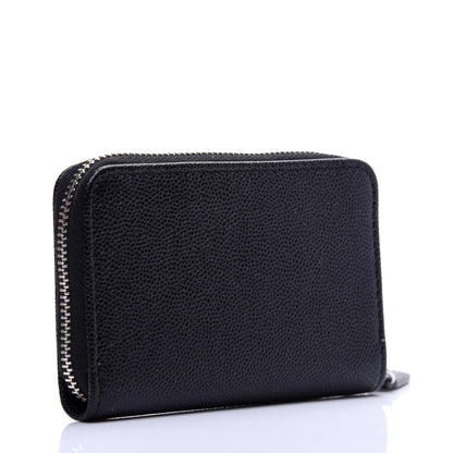 Chanel Caviar CC Small Zip Around Coin Purse Black Blue Green 3 of 11