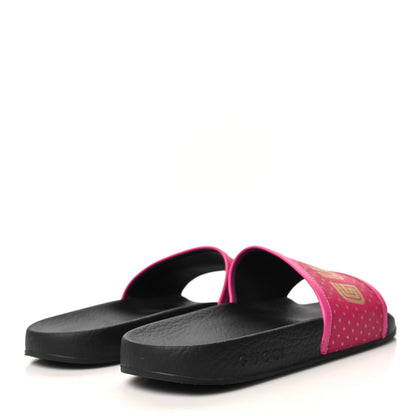 Gucci X SEGA Supreme Canvas Guccy Stars Womens Slide Sandals 39 Pink Gold 4 of 6