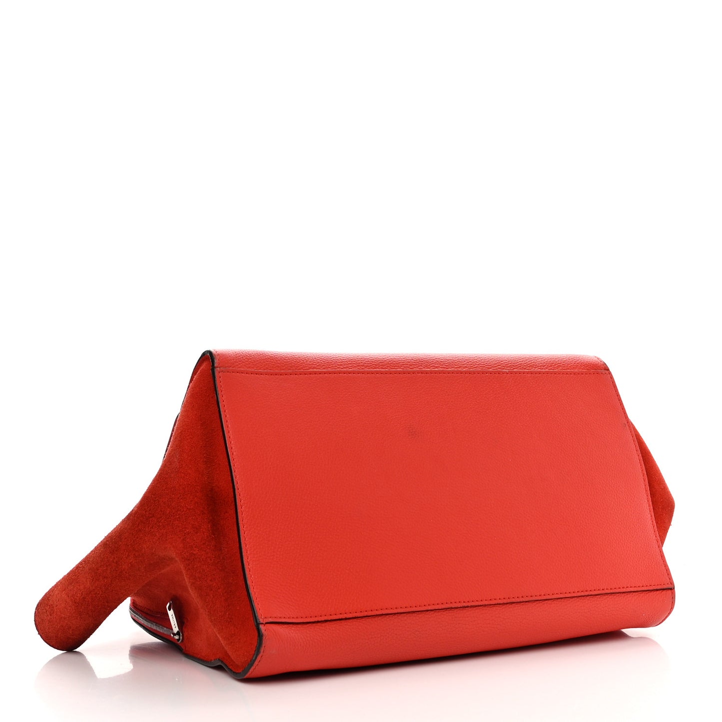 Drummed Calfskin Suede Double Zip Trapeze Vermillion