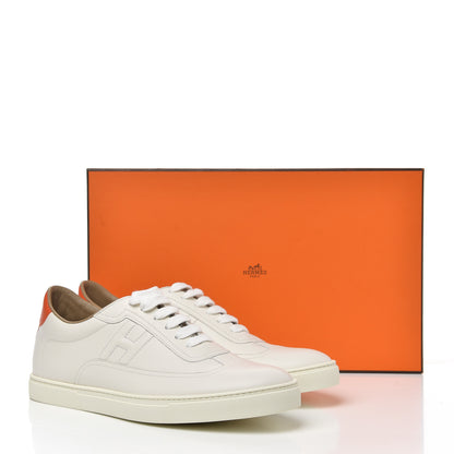 Hermes Calfskin Mens Quicker Sneakers 42 White Orange 13 of 13