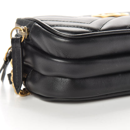 Gucci Calfskin Matelasse Mini GG Marmont Chain Crossbody Bag Black 11 of 12