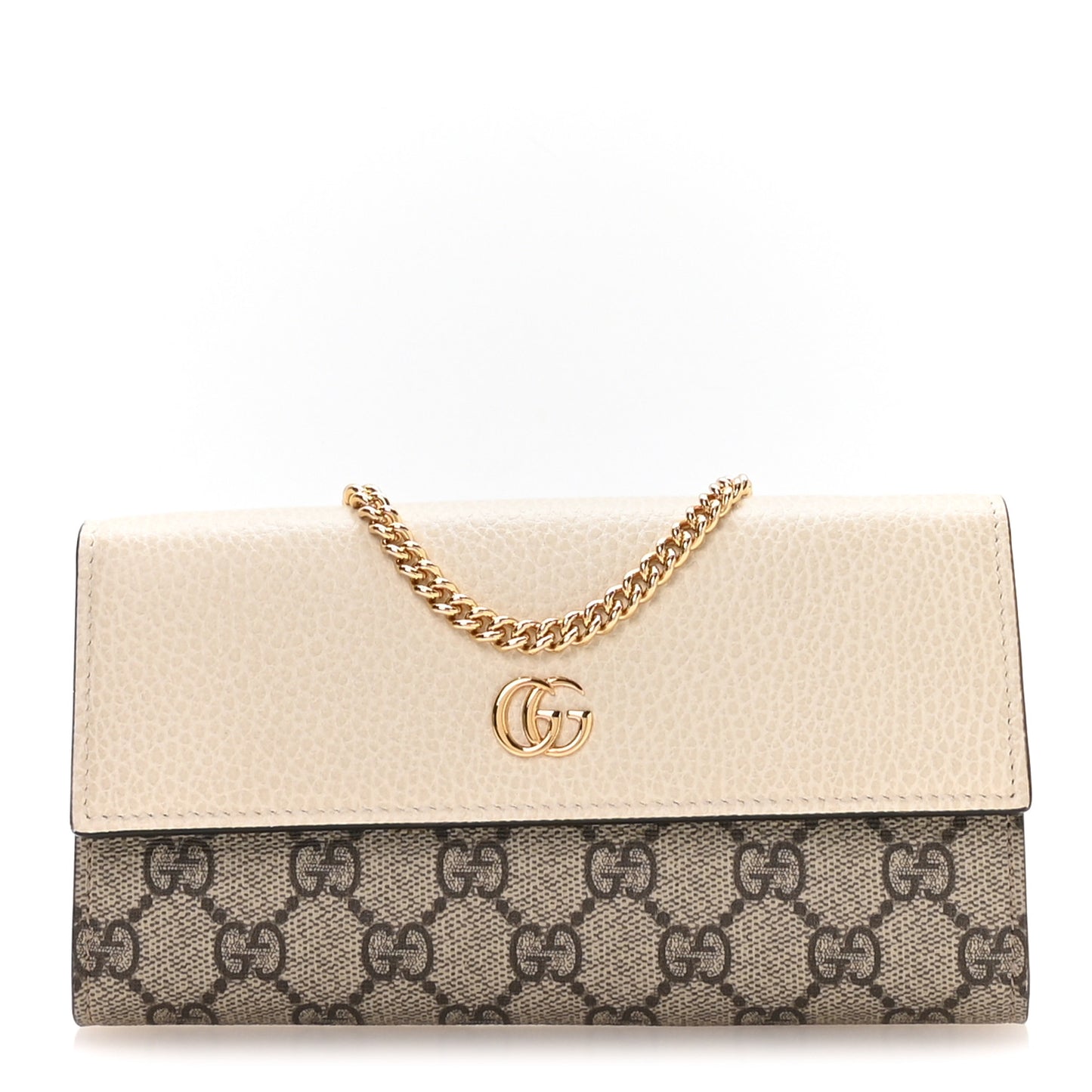 Dollar Calfskin GG Supreme Monogram Petite GG Marmont Wallet Chain Bag Mystic White Beige Ebony Mystic White Beige Ebony