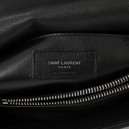 Saint Laurent Sheepskin Matelasse Chevron Monogram Medium College Bag Black 6 of 13