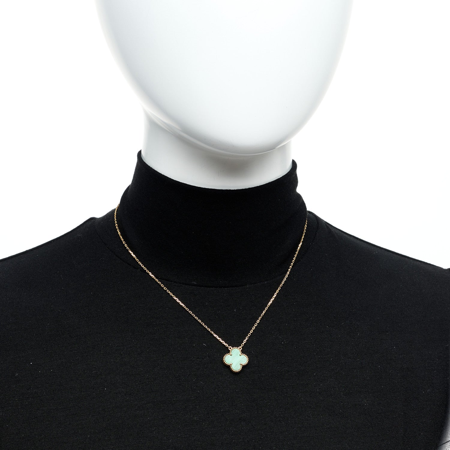 Van Cleef & Arpels 18K Yellow Gold Malachite Vintage Alhambra Pendant Necklace 2 of 5