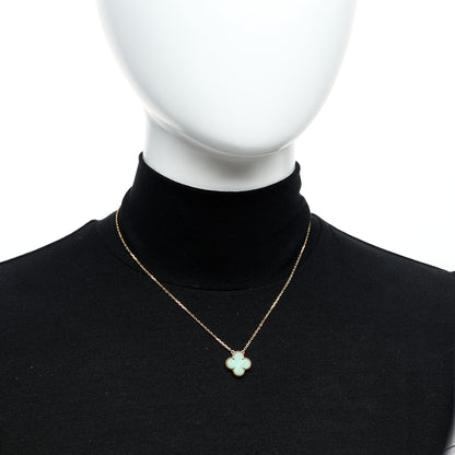 Van Cleef & Arpels 18K Yellow Gold Malachite Vintage Alhambra Pendant Necklace 2 of 5