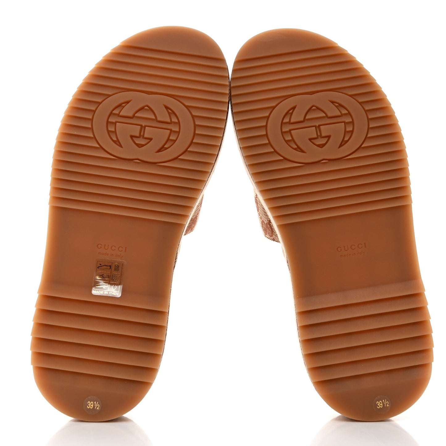 Canvas GG Monogram Angelina Platform Slide Sandals 39.5 Beige Ruggine