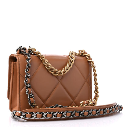 Chanel Lambskin Quilted Chanel 19 Wallet On Chain WOC Brown 3 of 11