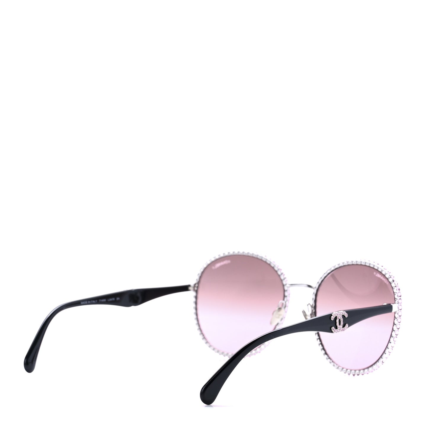 Metal Strass Round Sunglasses 71430 Black Pink