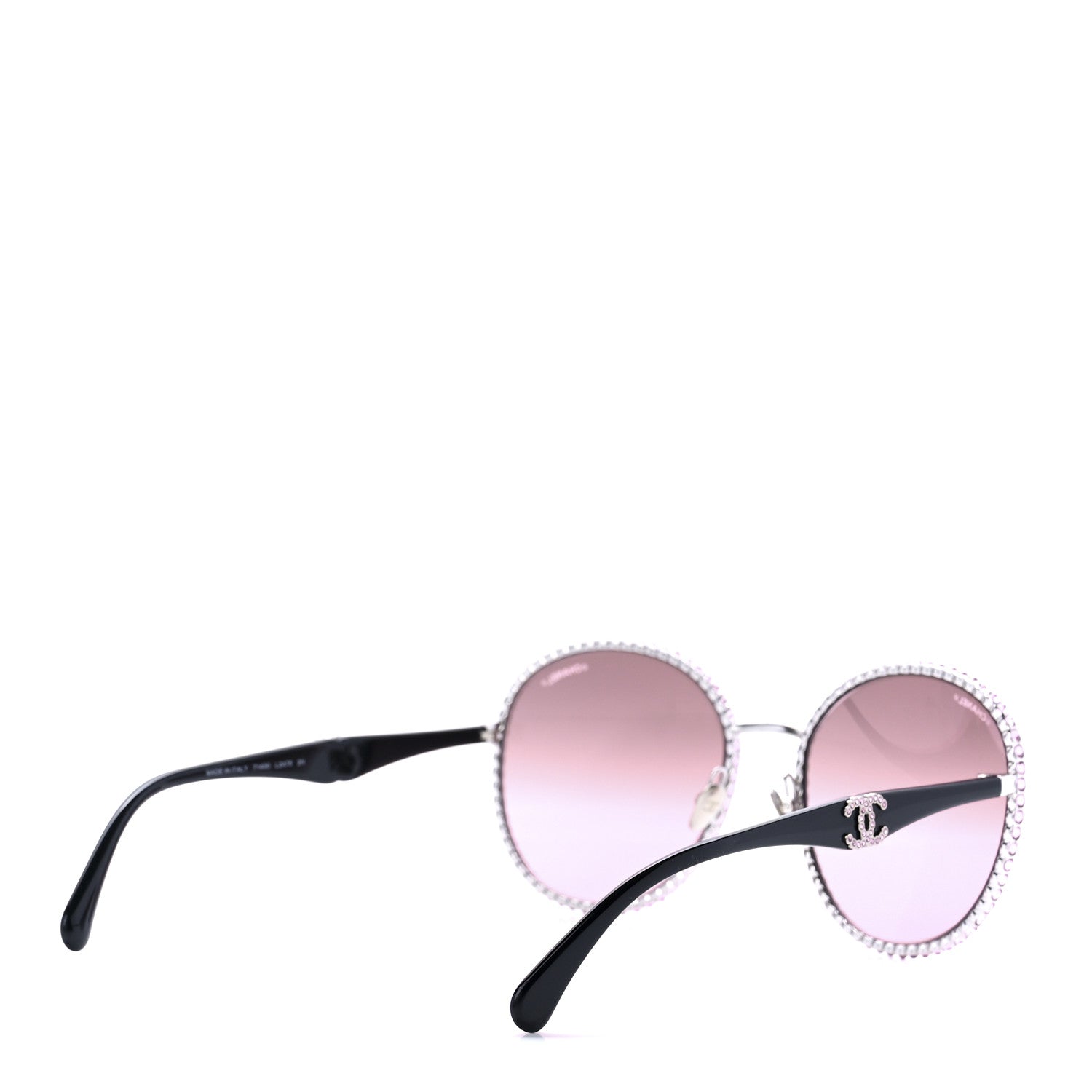 Chanel Metal Strass Round Sunglasses 71430 Black Pink 4 of 7