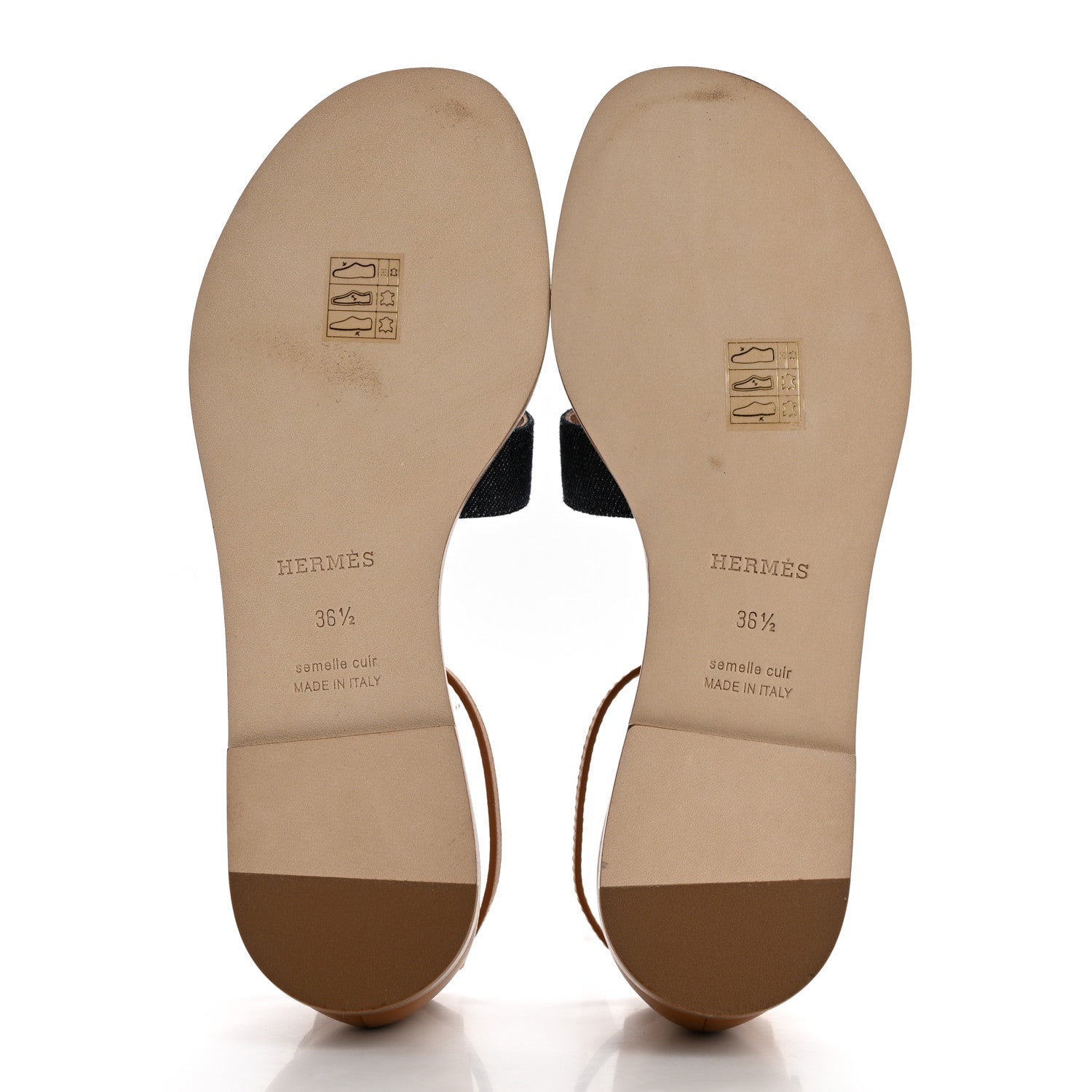 Hermes Denim Santorini Sandals 36.5 Bleu Brut Gold 5 of 8