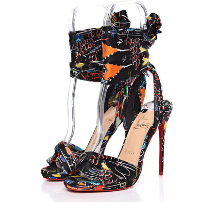 Christian Louboutin Satin Loubitag 120 Sandals 36.5 Black Multi 4 of 8