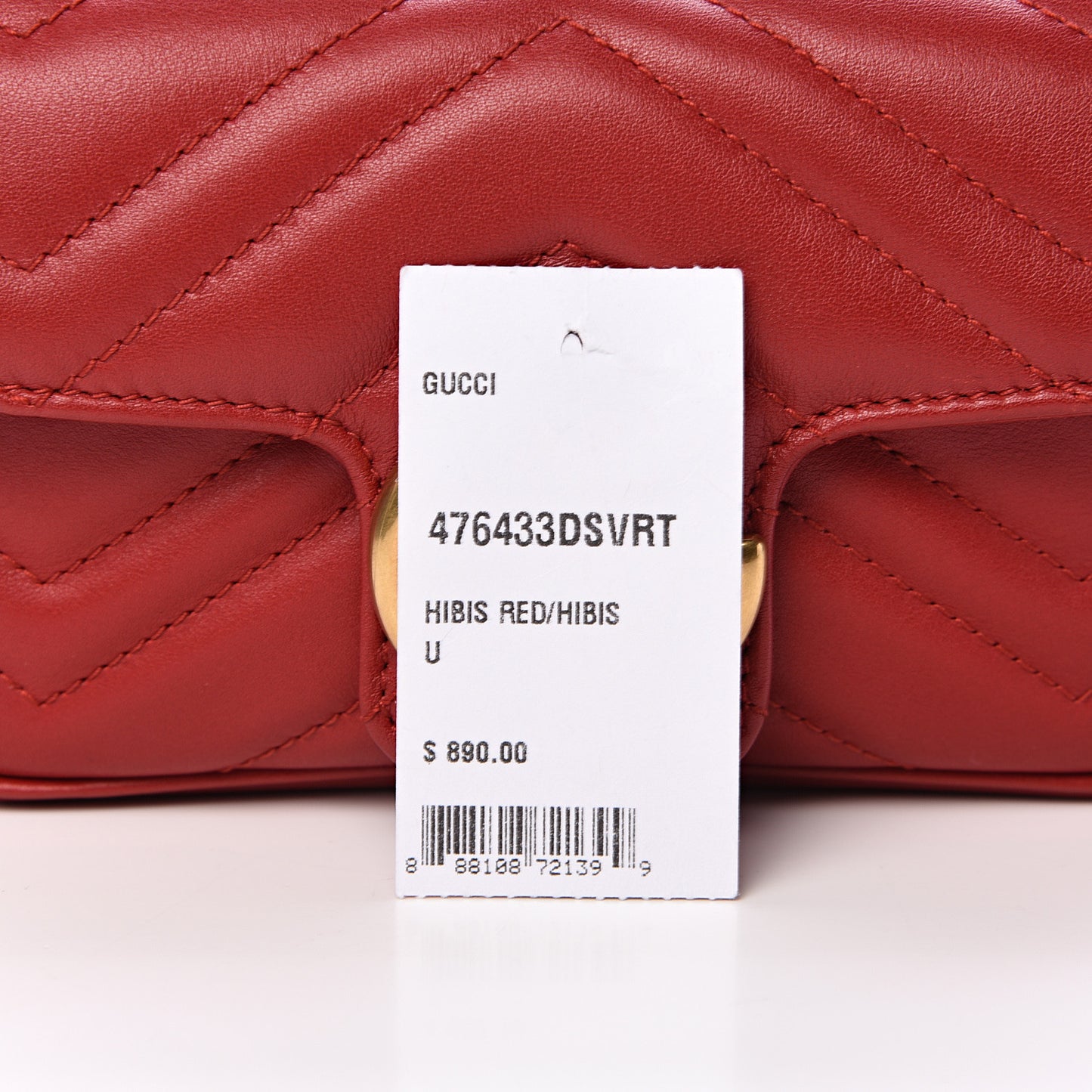Calfskin Matelasse Super Mini GG Marmont Shoulder Bag Hibiscus Red