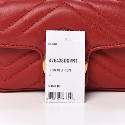 Gucci Calfskin Matelasse Super Mini GG Marmont Shoulder Bag Hibiscus Red 13 of 14