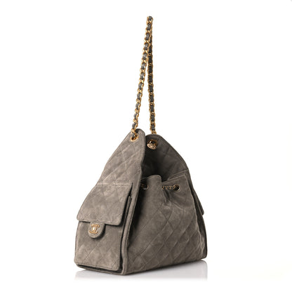 Chanel Suede Quilted Small Chanel 25 Handbag Grey 3 of 16