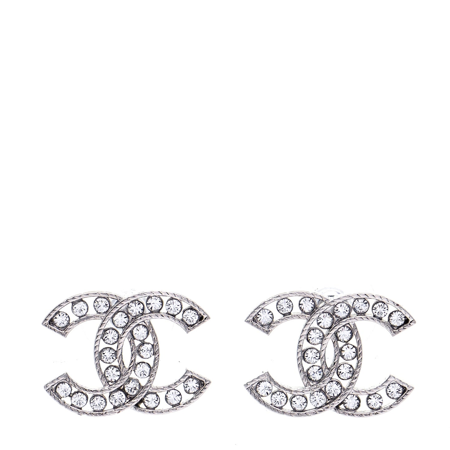 Crystal CC Chain Earrings Silver