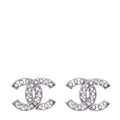 Chanel Crystal CC Chain Earrings Silver 1 of 5