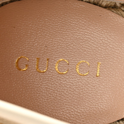 Gucci Monogram Patches Ankle Wrap Platform 35/120mm Espadrille Wedges 37 Beige White 6 of 9
