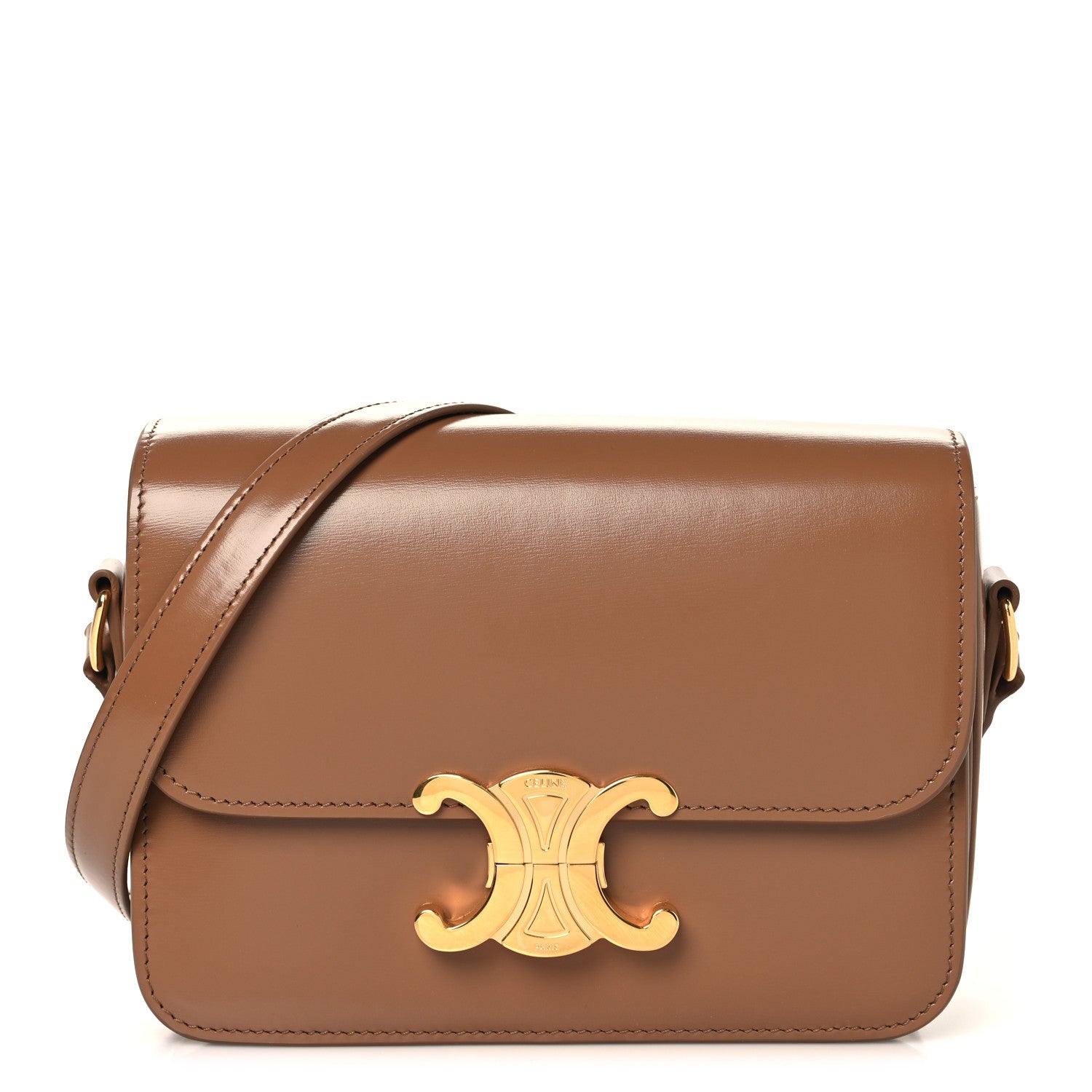 Celine Shiny Calfskin Teen Triomphe Bronze 1 of 10