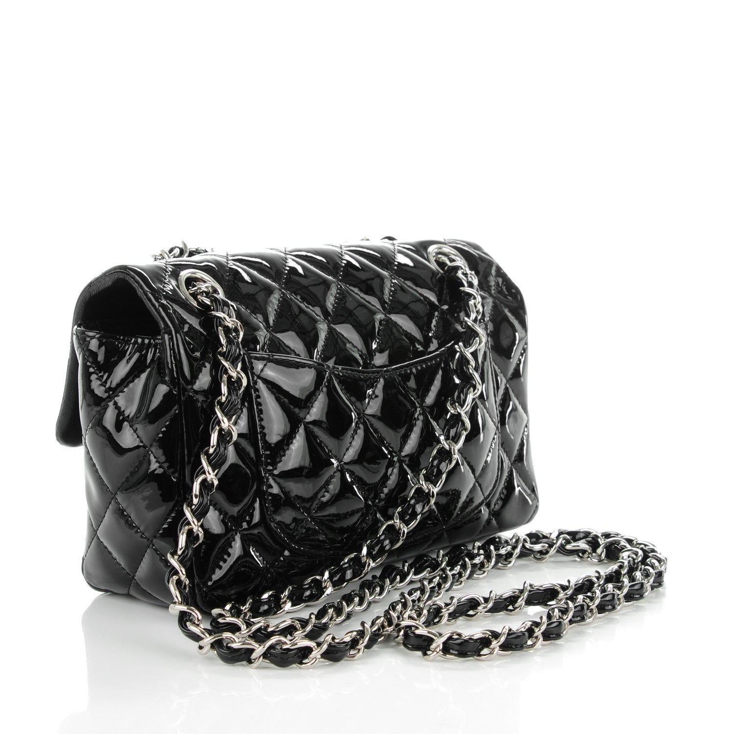 Chanel Patent Calfskin Quilted Mini Rectangular Flap Black 3 of 8