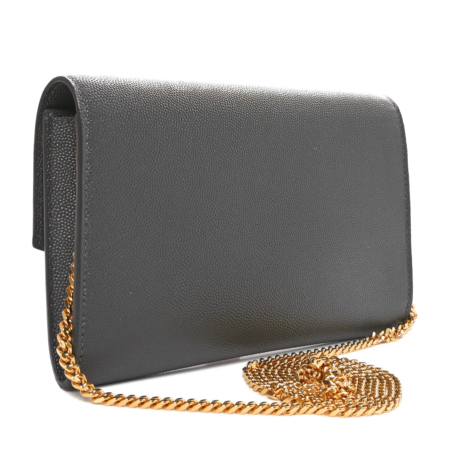 Saint Laurent Grain de Poudre Uptown Chain Wallet Storm 3 of 10