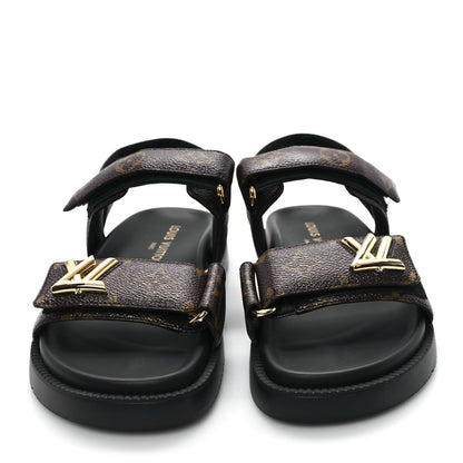 Louis Vuitton Monogram LV Sunset Comfort Flat Sandals 38 Cacao Brown 3 of 9
