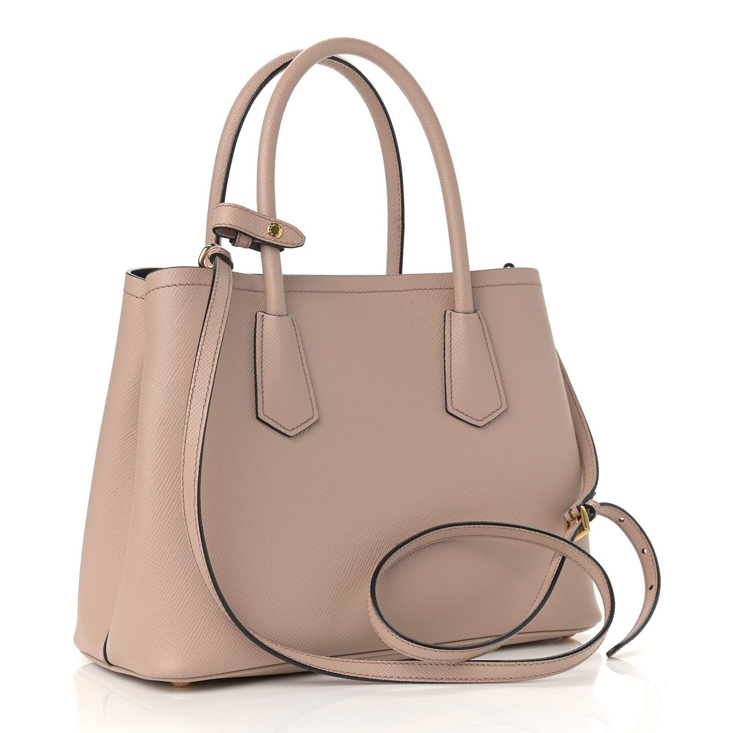 Saffiano Cuir Small Double Bag Cammeo Black