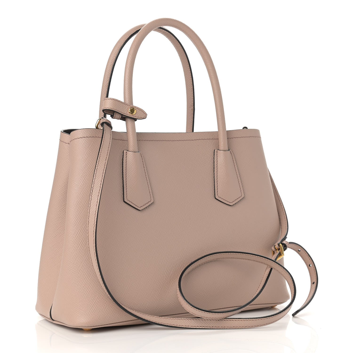 Prada Saffiano Cuir Small Double Bag Cammeo Black 3 of 12