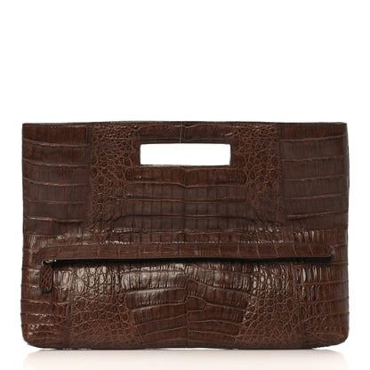 Nancy Gonzalez Crocodile Envelope Convertible Clutch Brown 8 of 10