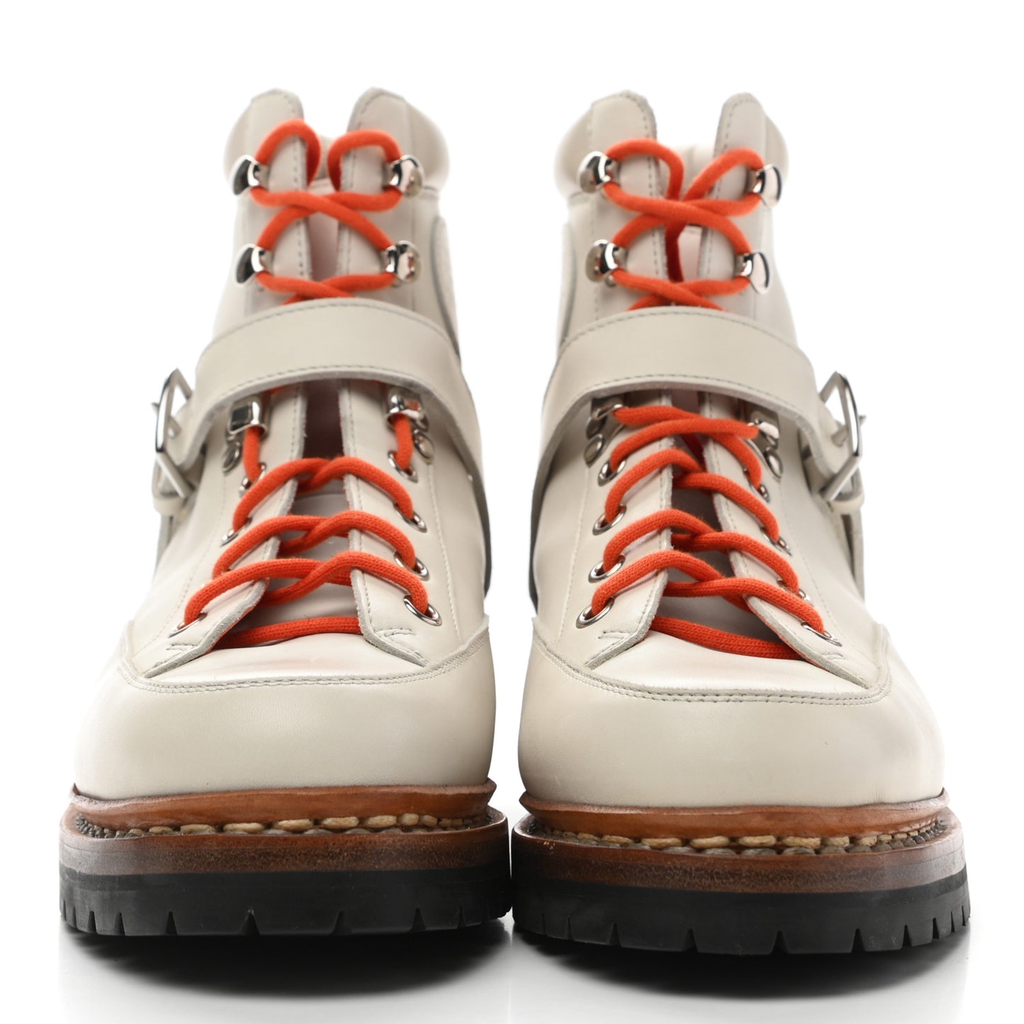 Calfskin Hiking Ankle Boots 37.5 White