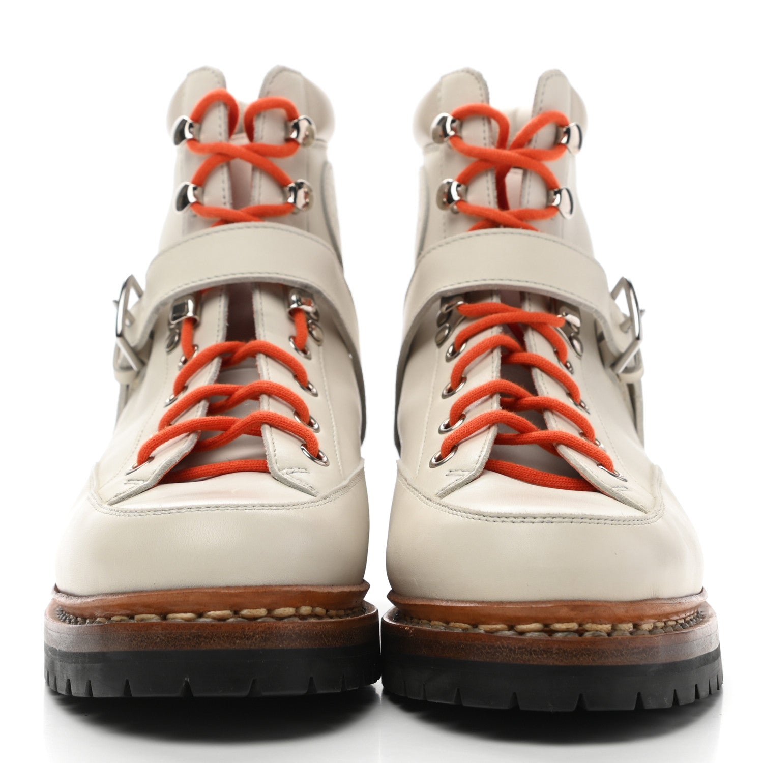 Hermes Calfskin Hiking Ankle Boots 37.5 White 2 of 10
