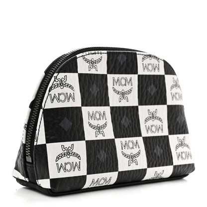 MCM Checkerboard Visetos Cosmetic Pouch Black White 3 of 7